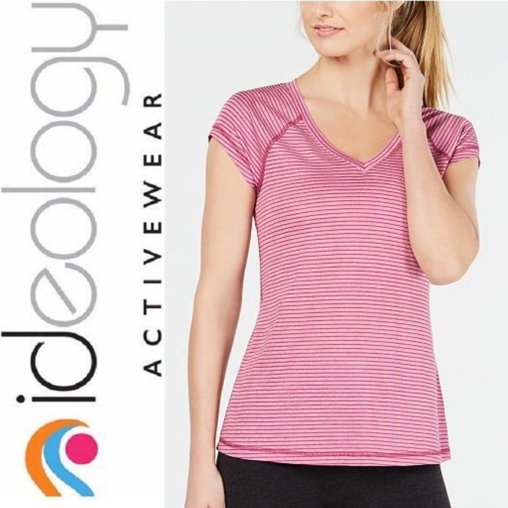 Ideology Striped V-Neck Active Top